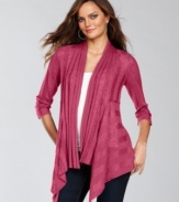 INC's beloved cardigan features the swingy, soft silhouette you love, plus a hint of sparkle knit right in!