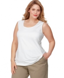 Charter Club's plus size tank top is a must-have layering basic for all your jackets and cardigans. Charter Club's plus size tank top is a must-have layering basic for all your jackets and cardigans.