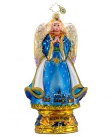 A sweet angel holds her hands in prayer in this beautiful, hand-painted ornament set in the time-honored style of Christopher Radko. A sweet angel holds her hands in prayer in this beautiful, hand-painted ornament set in the time-honored style of Christopher Radko.