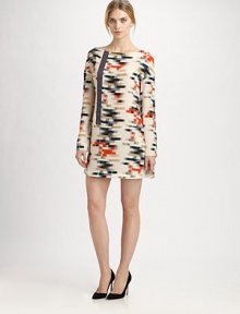 Supple silk patterned with a kinetic, geometric print, which is mirrored by a bold, vertical grosgrain ribbon inset.Modified boatneckLong sleevesGrosgrain bodice insetWaist seamConcealed shoulder zipAbout 17 from natural waistSilkDry cleanMade in Italy of imported fabricModel shown is 5'11 (180cm) wearing US size 4. Supple silk patterned with a kinetic, geometric print, which is mirrored by a bold, vertical grosgrain ribbon inset.Modified boatneckLong sleevesGrosgrain bodice insetWaist seamConcealed shoulder zipAbout 17 from natural waistSilkDry cleanMade in Italy of imported fabricModel shown is 5'11 (180cm) wearing US size 4.