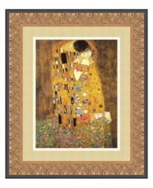 Transform a room with the tight embrace of two lovers. A symbol of romance and among Klimt's most famous work, The Kiss is famous for its sensual imagery and sumptuous gold patterns. With an intricately embossed gold frame with black trim. Transform a room with the tight embrace of two lovers. A symbol of romance and among Klimt's most famous work, The Kiss is famous for its sensual imagery and sumptuous gold patterns. With an intricately embossed gold frame with black trim.