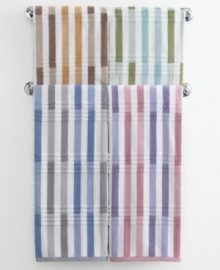 Update the look of your bathroom with soft stripes in lavish cotton. These block stripe towels feature ultra-absorbent Pima cotton loops and their dreamy colors coordinate with the Charter Club classic towel collection. Update the look of your bathroom with soft stripes in lavish cotton. These block stripe towels feature ultra-absorbent Pima cotton loops and their dreamy colors coordinate with the Charter Club classic towel collection.