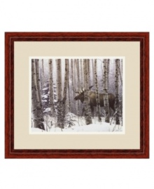 Bring the stillness and tranquility of a snow-covered landscape to hectic everyday living with A Walk in the Woods. A majestic moose leads you on a path through the wilderness, framed in polished cherry wood. By artist-explorer Stephen Lyman. Bring the stillness and tranquility of a snow-covered landscape to hectic everyday living with A Walk in the Woods. A majestic moose leads you on a path through the wilderness, framed in polished cherry wood. By artist-explorer Stephen Lyman.