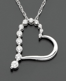 Steal her heart with this charming Journey pendant. A trail of sparkling round-cut diamonds (1/3 ct. t.w.) meets 14k white gold for the perfect diamond necklace. Chain measures 18 inches.