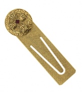 Keep the faith and your place with this symbolic bookmark by Vatican. Gold tone mixed metal setting features a beautifully engraved Sistine cross with a square-cut red crystal at center. Approximate length: 3 inches.