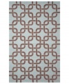 Chain-link chic! Liora Manne combines hand-hooking and hand-tufting techniques to achieve the rich, textural surface of this soft blue and driftwood brown indoor/outdoor rug from the Spello collection. UV stabilized to minimize fading, the elegant and durable rug is sure to please. Hose off for easy cleaning.