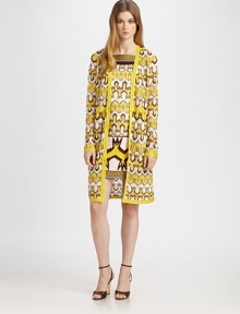 This vibrant, textural design is knit in a signature kaleidoscopic pattern.V necklineLong sleevesButton frontAbout 35 from shoulder to hem75% rayon/25% cottonDry cleanMade in Italy of imported fabricModel shown is 5'9½ (176cm) wearing US size 4. 