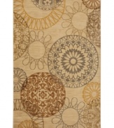 Featuring an iconic design that recalls American mid-century modern motifs, this casual Karastan rug is covered in bold mandala-like medallions in beautiful hushed hues. Woven from premium New Zealand wool, this rug offers alluring style and a blissfully soft feel underfoot.