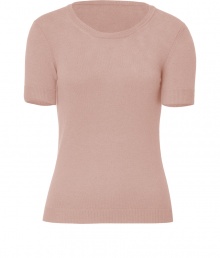 Sophisticated style is effortlessly achieved with this ultra-chic cashmere top from Malo - Round neck, short sleeves, slim fit, ribbed cuffs and hem - Wear with a pencil skirt, slim trousers, or skinny jeans