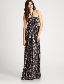 The coveted maxi halter silhouette in woven washed silk crepe-de-chine.Halter strap ties at back neckGathered bodiceSide zipperAbout 62 from shoulder to hemSilkDry cleanImportedModel shown is 5'10 (177cm) wearing US size 4.