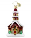 This beautiful Country Cathedral Gem ornament from Christopher Radko features a lovely hand-painted church surrounded by sparkling snow for a quaint setting upon your tree.