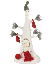 Knitting kind warmth for all, this Snowbabies figurine shows that sharing is caring. Crafted of porcelain bisque from Department 56. Knitting kind warmth for all, this Snowbabies figurine shows that sharing is caring. Crafted of porcelain bisque from Department 56.