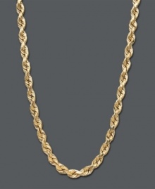 Decorate your neckline with a luxurious layer. This seamless necklace features a diamond-cut rope design in rich 14k gold. Approximate length: 20 inches. Decorate your neckline with a luxurious layer. This seamless necklace features a diamond-cut rope design in rich 14k gold. Approximate length: 20 inches.