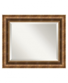 Grand and radiant like the city that never sleeps, the Manhattan wall mirror features a burnished bronze frame with beaded trim and beveled glass interior. Outfit your home office or master bedroom for timeless good looks and masculine appeal. Grand and radiant like the city that never sleeps, the Manhattan wall mirror features a burnished bronze frame with beaded trim and beveled glass interior. Outfit your home office or master bedroom for timeless good looks and masculine appeal.