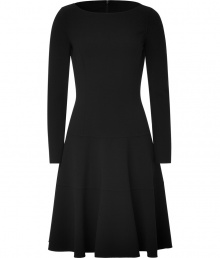 Classic and sophisticated, this Michael Kors swing dress adds understated appeal to your party style - Bateau neckline, long sleeves, fitted bodice, full skirt, concealed back zip closure - Wear with a slim trench, classic pumps, and a statement clutch