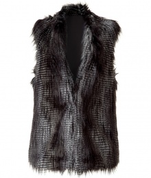 A stylish alternative to the classic jacket, this faux fur vest brings trend-right chic to your cold weather ensembles - Small shawl collar, sleeveless, front closure, faux fur - Pair with a cashmere pullover, skinny jeans, and over-the-knee boots A stylish alternative to the classic jacket, this faux fur vest brings trend-right chic to your cold weather ensembles - Small shawl collar, sleeveless, front closure, faux fur - Pair with a cashmere pullover, skinny jeans, and over-the-knee boots