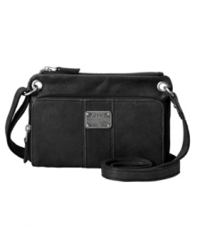 Get out the door in a flash. This chic Fossil leather crossbody minibag has a front zip pocket with an ID window and card slots for easy access to your essentials. Get out the door in a flash. This chic Fossil leather crossbody minibag has a front zip pocket with an ID window and card slots for easy access to your essentials.