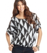 A graphic southwestern-inspired print gives Ali & Kris' top an on-trend look. So cute with colorful jeans!