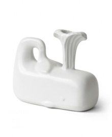 Brilliant beluga. Jonathan Adler brings the whale to life and to light with this glazed white candlestick, crafted of high-fired stoneware. Brilliant beluga. Jonathan Adler brings the whale to life and to light with this glazed white candlestick, crafted of high-fired stoneware.