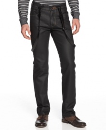 Brace yourself for a season of skinny pants worn with suspenders. Here, Reservoir jeans from Ring of Fire with classic five-pocket styling; suspenders included. Brace yourself for a season of skinny pants worn with suspenders. Here, Reservoir jeans from Ring of Fire with classic five-pocket styling; suspenders included.