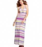 The sporty stripes and comfy, empire waist construction on this maxi dress from Jessica Simpson call for a chill state of style!