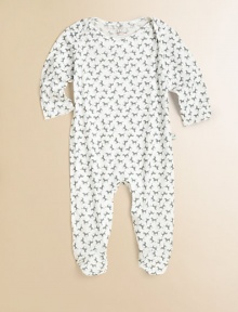 With a tiny allover horse print, this playful footie makes a lasting impression.CrewneckLong sleevesEnvelope shouldersSnap legsOrganic cottonMachine washImported