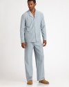 The standard by which all others are judged in an easy cotton knit with seersucker-style stripes and patch pockets at the waist. ButtonfrontWaist patch pocketsInseam, about 31CottonMachine washImported