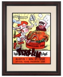 The Texas Longhorns had an extra reason to give thanks in 1958, shutting out the Aggies 27-0. This beautifully framed and restored program cover from the Thanksgiving Day blowout says it all. The Texas Longhorns had an extra reason to give thanks in 1958, shutting out the Aggies 27-0. This beautifully framed and restored program cover from the Thanksgiving Day blowout says it all.