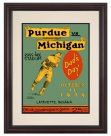 A big win for Purdue fans, this handsomely framed program cover from the 1929 season is essential for any Boilermakers shrine. And, just for the record, they came away with the win – 30-16 over Michigan. A big win for Purdue fans, this handsomely framed program cover from the 1929 season is essential for any Boilermakers shrine. And, just for the record, they came away with the win – 30-16 over Michigan.