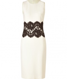 Elevate your party-perfect look with this chic lace-laden dress from Michael Kors - Round neck, sleeveless, fitted silhouette, lace-detailed waistband, back slit, concealed back zip closure - Pair with sky-high heels and an embellished clutch