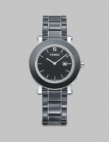 From the Fendi Ceramic Collection. A sleek ceramic design accented with a dazzling diamond dial and a useful date-function. Swiss quartz movementWater resistant to 5 ATMRound ceramic and stainless steel case, 38mm (1.5) Smooth black ceramic bezelDiamond accented black dial, .25 tcwBar hour markersDate display at 3 o'clockBlack ceramic and stainless steel link bracelet, 18mm wide (0.7)Made in Switzerland From the Fendi Ceramic Collection. A sleek ceramic design accented with a dazzling diamond dial and a useful date-function. Swiss quartz movementWater resistant to 5 ATMRound ceramic and stainless steel case, 38mm (1.5) Smooth black ceramic bezelDiamond accented black dial, .25 tcwBar hour markersDate display at 3 o'clockBlack ceramic and stainless steel link bracelet, 18mm wide (0.7)Made in Switzerland