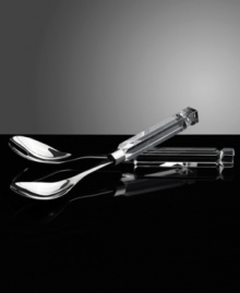 Give your table a distinctly modern edge with Lexington salad servers from Oleg Cassini. Bold geometric handles cut in heavy optic glass put designer style in the palm of your hands. Give your table a distinctly modern edge with Lexington salad servers from Oleg Cassini. Bold geometric handles cut in heavy optic glass put designer style in the palm of your hands.