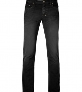 Detailed in a cool urbane black wash, Prps broken-in jeans guarantee an effortless edge to you outfit - Classic five-pocket style, button fly, button closure, belt loops, broken-in detailing throughout - Straight leg - Wear with favorite tees and fashion sneakers