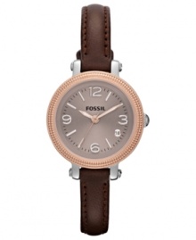 A slimmer version of their Heather collection, this Fossil watch complements everyday attire. A slimmer version of their Heather collection, this Fossil watch complements everyday attire.