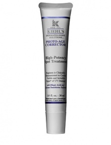 Our High-Potency Spot Treatment powerfully reserves UV Damage three ways: provides instant luminosity & radiance, reverses visible damage on skin surface, and inhibits invisible damage from rising to the surface.Apply on areas of concern for targeted action (such as on intense, stubborn spots) OR apply over the entire face and decollete' for preventative action (such as blotchiness and hyperpigmentation). 1 oz. 