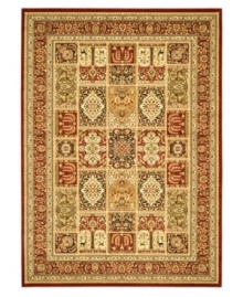 For decor that demands attention. This Safavieh area rug features an intricate patchwork pattern that encapsulates the beauty and detail of time-honored Persian designs. Highlighted in welcoming red tones and crafted from soft polypropylene, this rug radiates timeless allure with the added convenience of easy-care construction. For decor that demands attention. This Safavieh area rug features an intricate patchwork pattern that encapsulates the beauty and detail of time-honored Persian designs. Highlighted in welcoming red tones and crafted from soft polypropylene, this rug radiates timeless allure with the added convenience of easy-care construction.