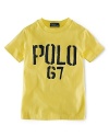 A classic tee is rendered in cotton jersey for a fun and casual look.