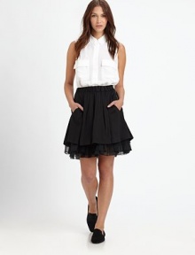 Leave a lasting impression in this party-perfect skirt with an a-line silhouette and playful tulle trim. Elastic waistbandSide zipperSlash pocketsAbout 19 longBody: Viscose/cotton/elastaneTrim: SilkDry cleanImportedModel shown is 5'9½ (176cm) wearing US size Small.This style runs large. We recommend ordering one size down for a standard fit. 