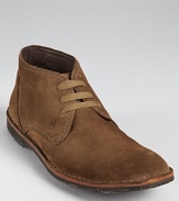 The Chukka boot expresses an enduring style for the modern man, rendered in soft suede by the masterful John Varvatos.
