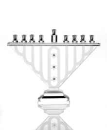 Center your Hanukkah celebration around the bejeweled Bling menorah from Prima Designs. Clear glass with defined branches and stars, silvertone candle holders and three sparkling rhinestones light up your holiday in dazzling elegance. Center your Hanukkah celebration around the bejeweled Bling menorah from Prima Designs. Clear glass with defined branches and stars, silvertone candle holders and three sparkling rhinestones light up your holiday in dazzling elegance.
