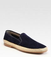 Velour suede espadrille with signature map rubber sole.Suede upperLeather liningPadded insoleRubber soleMade in Italy