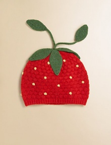 Strawberry-inspired hat in a wool-rich blend for a look that's as cozy as it is sweet. Ribbed trim40% wool/30% rayon/20% nylon/10% cashmereHand washImported