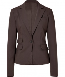 Add instant chic to your workweek look with this fitted blazer from Piazza Sempione - Notched lapels, single-button closure, long sleeves, flap pockets at waist, fitted silhouette - Pair with a blouse, matching straight leg pants, and classic pumps