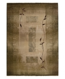 Beautiful and modest, this rug features a faded backdrop of earth hues gradually ascending from dark to light, creating a subtle yet graceful look. Elegant, curvilinear vines are patterned on the rug, completing its stunning style. Easy-care polypropylene ensures durability. Beautiful and modest, this rug features a faded backdrop of earth hues gradually ascending from dark to light, creating a subtle yet graceful look. Elegant, curvilinear vines are patterned on the rug, completing its stunning style. Easy-care polypropylene ensures durability.