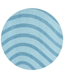 Abstract and absorbing, this cool blue rug adds movement to any room. Playful, wavy lines reverberate against a soft baby-blue ground, resounding with personality in your home.