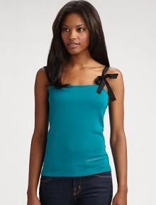 THE LOOKContrast ribbon shoulder straps with single bowStraight necklineStudded Philosophy at side hemTHE FITAbout 22½ from shoulder to hemTHE MATERIAL80% rayon/20% polyesterCARE & ORIGINDry cleanMade in Italy THE LOOKContrast ribbon shoulder straps with single bowStraight necklineStudded Philosophy at side hemTHE FITAbout 22½ from shoulder to hemTHE MATERIAL80% rayon/20% polyesterCARE & ORIGINDry cleanMade in Italy