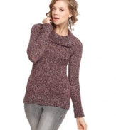 A marled knit is a must-have for every closet: JJ Basics updates it with a super-cute zippered neckline and snug fit!