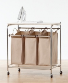 Keep the clean around the clock! The perfect system for sorting your whites, brights and more includes three separate cloth hampers that start freshening the moment you simply add dirty clothes. With EverFresh environmentally-friendly enzymes built into the fabric of the sorters, this storage system keeps your laundry room stink and stench free for a cleaner approach to cleaning. Keep the clean around the clock! The perfect system for sorting your whites, brights and more includes three separate cloth hampers that start freshening the moment you simply add dirty clothes. With EverFresh environmentally-friendly enzymes built into the fabric of the sorters, this storage system keeps your laundry room stink and stench free for a cleaner approach to cleaning.