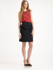 A simple knit skirt gets a dose of drama from a pretty, pleated peplum at sides and back.Smooth waistbandBack zipperSlim straight shapeSoftly pleated peplum at sides and backAbout 19 long65% nylon/30% cotton/5% spandexDry cleanImportedModel shown is 5'9½ (176cm) wearing US size Small. 