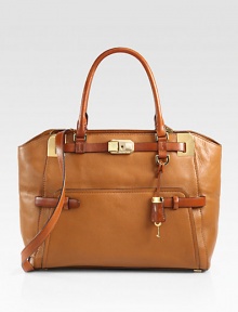 A tonal style in supple, textured deer leather accented with smooth leather and radiant hardware.Double top handles, 7 dropDetachable adjustable shoulder strap, 21½-24¾ dropTop zip closureProtective metal feetOne outside open pocketOne inside zip pocketTwo inside open pocketsCotton lining14W X 11H X 5DImported A tonal style in supple, textured deer leather accented with smooth leather and radiant hardware.Double top handles, 7 dropDetachable adjustable shoulder strap, 21½-24¾ dropTop zip closureProtective metal feetOne outside open pocketOne inside zip pocketTwo inside open pocketsCotton lining14W X 11H X 5DImported